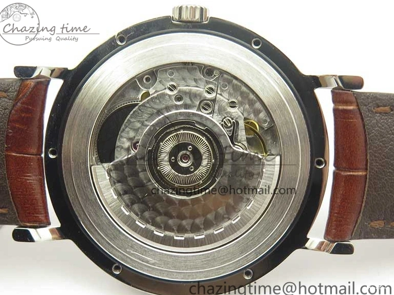 MIROTIME 0305 Portofino Automatic SS TWF 1:1 Best Edition Silver Dial Gold Markers on Brown Leather Strap A Bright 7203